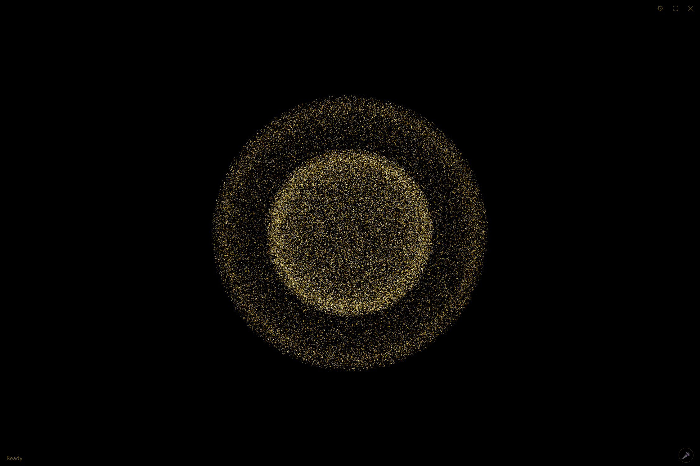 Leo's live interface, a golden particle sphere that reacts as it listens and speaks